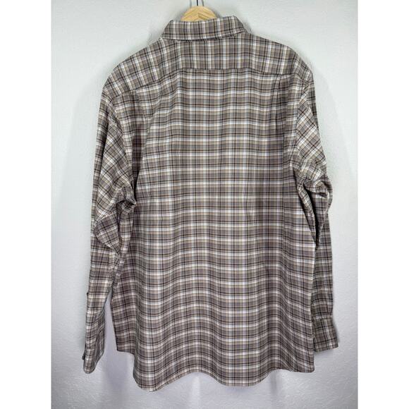 Men's Cremieux Tan and Blue Plaid Long Sleeve Button Down Size XL - Picture 8 of 9